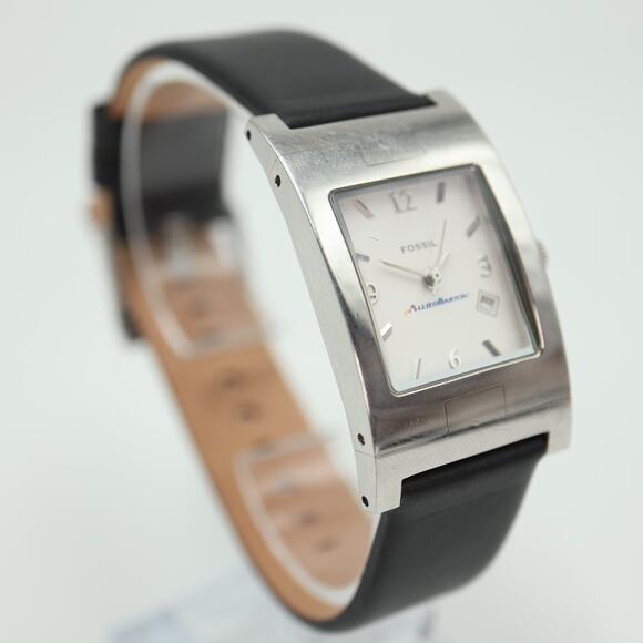 Fossil Arkitekt Womens Tank Watch 24mm Date Logo Dial PR-5169 Black Leather - Picture 9 of 16